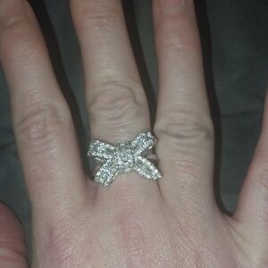 Dazzling Silver Bow Ring